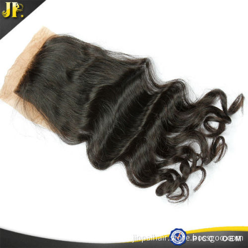 Peruvian Remy Human Hair Loose Wave Virgin Hair Silk Base Closure